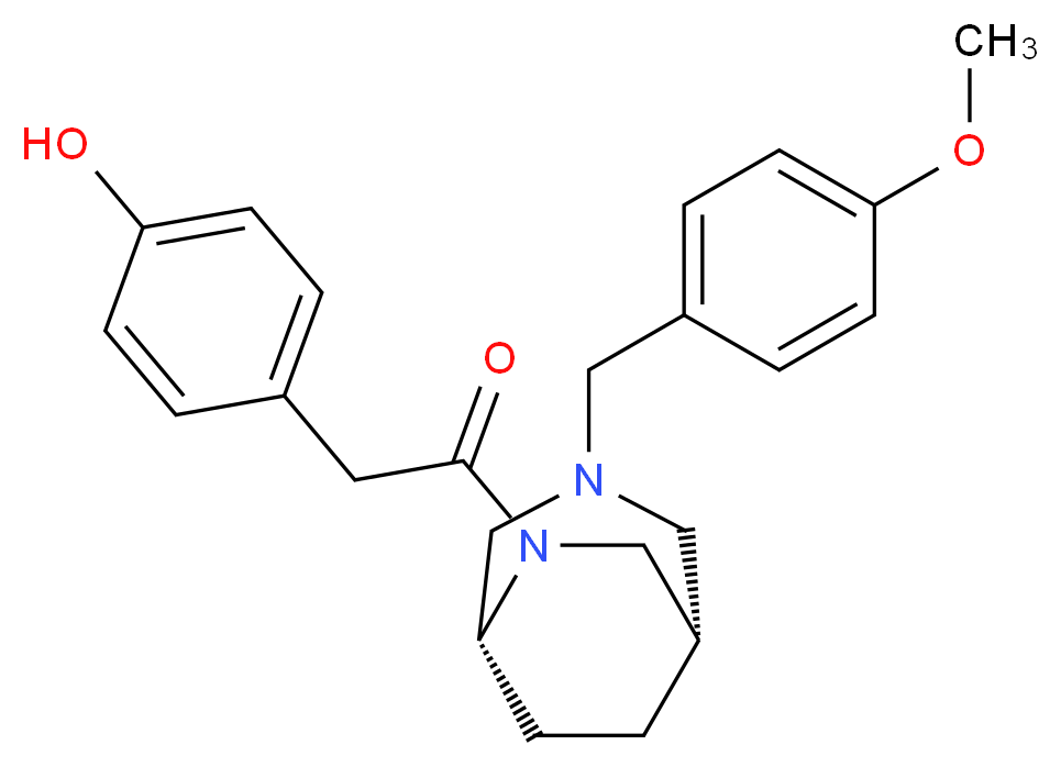 4-{2-[(1S*,5R*)-3-(4-methoxybenzyl)-3,6-diazabicyclo[3.2.2]non-6-yl]-2-oxoethyl}phenol_分子结构_CAS_)