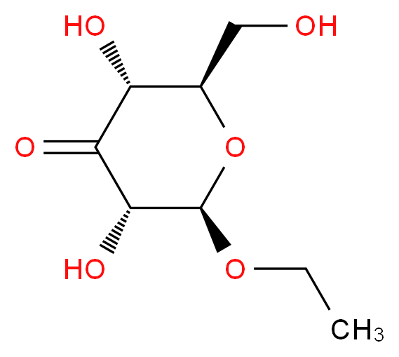 (2R,3S,5R,6R)-2-ethoxy-3,5-dihydroxy-6-(hydroxymethyl)oxan-4-one_分子结构_CAS_104953-08-4