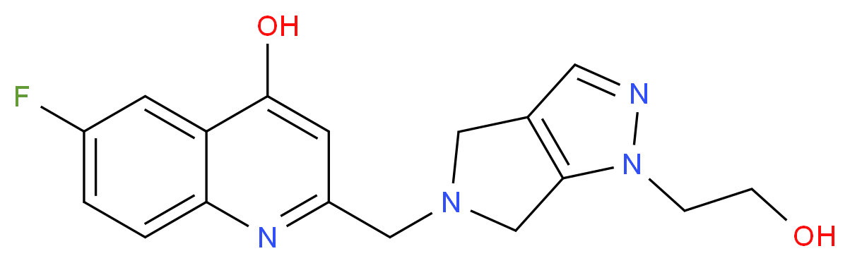 6-fluoro-2-{[1-(2-hydroxyethyl)-4,6-dihydropyrrolo[3,4-c]pyrazol-5(1H)-yl]methyl}quinolin-4-ol_分子结构_CAS_)