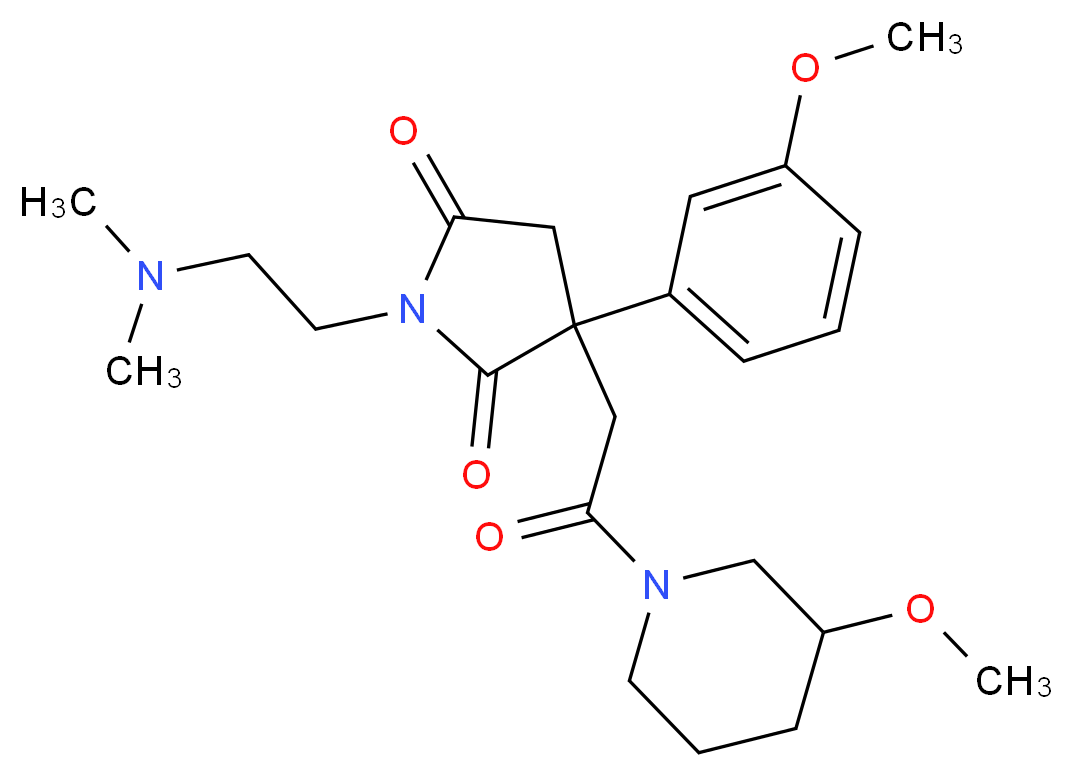 1-[2-(dimethylamino)ethyl]-3-(3-methoxyphenyl)-3-[2-(3-methoxy-1-piperidinyl)-2-oxoethyl]-2,5-pyrrolidinedione_分子结构_CAS_)