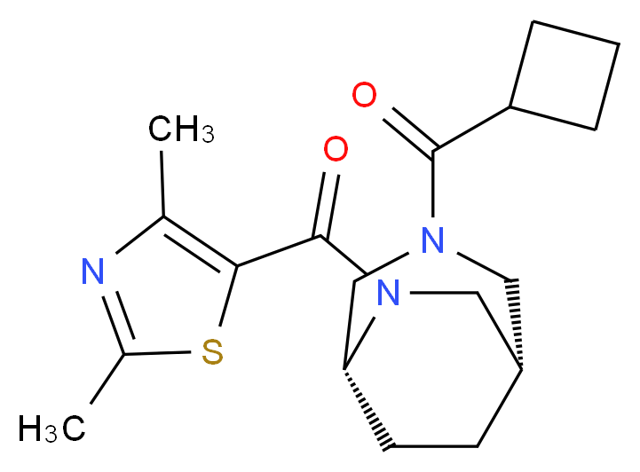 (1S*,5R*)-3-(cyclobutylcarbonyl)-6-[(2,4-dimethyl-1,3-thiazol-5-yl)carbonyl]-3,6-diazabicyclo[3.2.2]nonane_分子结构_CAS_)
