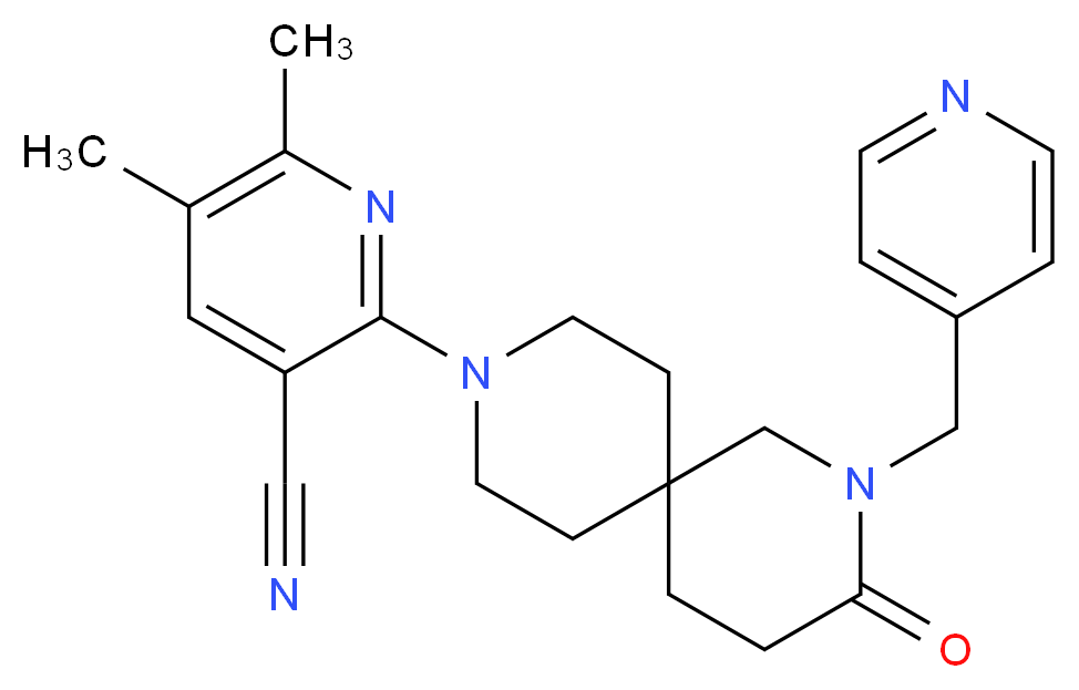5,6-dimethyl-2-[3-oxo-2-(pyridin-4-ylmethyl)-2,9-diazaspiro[5.5]undec-9-yl]nicotinonitrile_分子结构_CAS_)