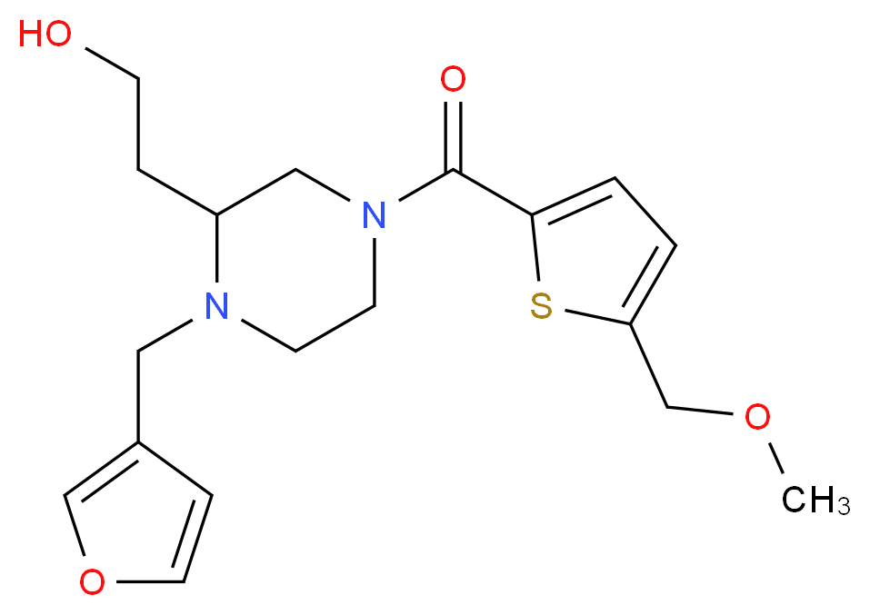 2-(1-(3-furylmethyl)-4-{[5-(methoxymethyl)-2-thienyl]carbonyl}piperazin-2-yl)ethanol_分子结构_CAS_)