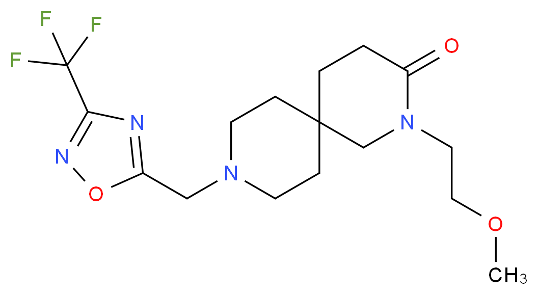 2-(2-methoxyethyl)-9-{[3-(trifluoromethyl)-1,2,4-oxadiazol-5-yl]methyl}-2,9-diazaspiro[5.5]undecan-3-one_分子结构_CAS_)