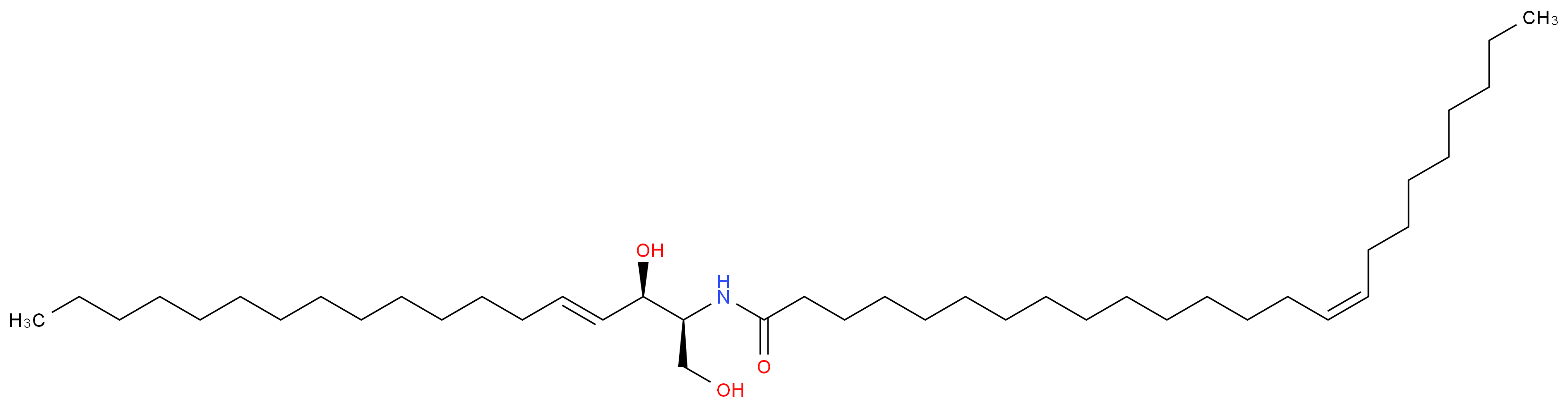(15Z)-N-[(2S,3R,4E)-1,3-dihydroxyoctadec-4-en-2-yl]tetracos-15-enamide_分子结构_CAS_54164-50-0