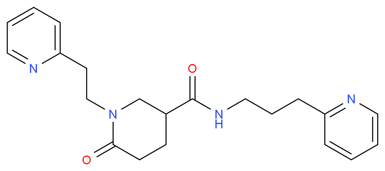 6-oxo-1-[2-(2-pyridinyl)ethyl]-N-[3-(2-pyridinyl)propyl]-3-piperidinecarboxamide_分子结构_CAS_)