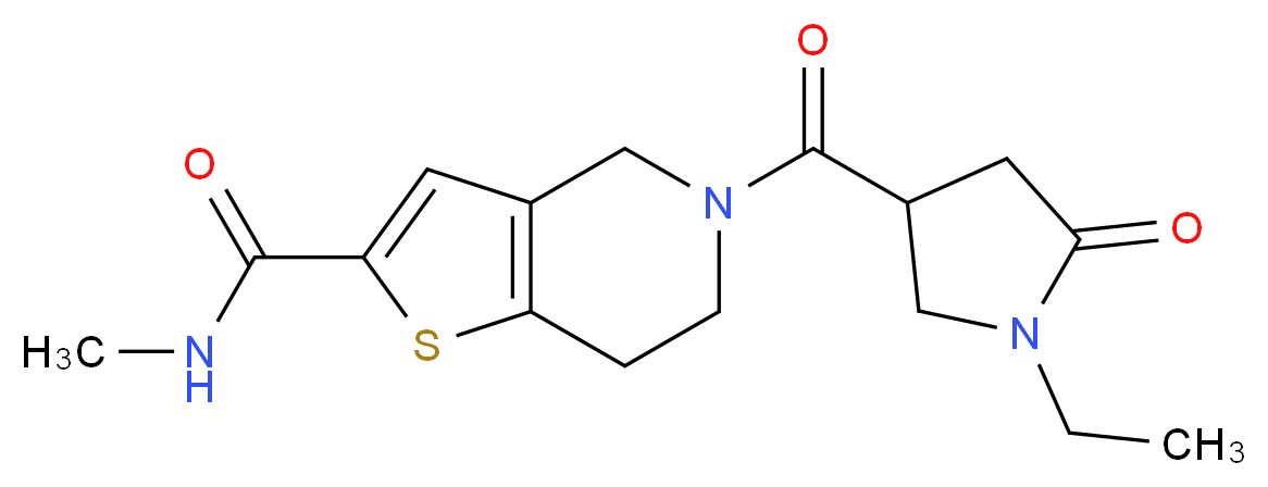 5-[(1-ethyl-5-oxo-3-pyrrolidinyl)carbonyl]-N-methyl-4,5,6,7-tetrahydrothieno[3,2-c]pyridine-2-carboxamide_分子结构_CAS_)