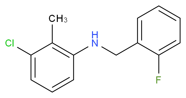 3-chloro-N-[(2-fluorophenyl)methyl]-2-methylaniline_分子结构_CAS_1040321-18-3