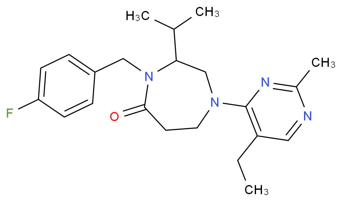 1-(5-ethyl-2-methyl-4-pyrimidinyl)-4-(4-fluorobenzyl)-3-isopropyl-1,4-diazepan-5-one_分子结构_CAS_)