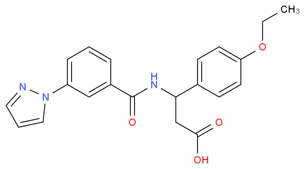 3-(4-ethoxyphenyl)-3-{[3-(1H-pyrazol-1-yl)benzoyl]amino}propanoic acid_分子结构_CAS_)