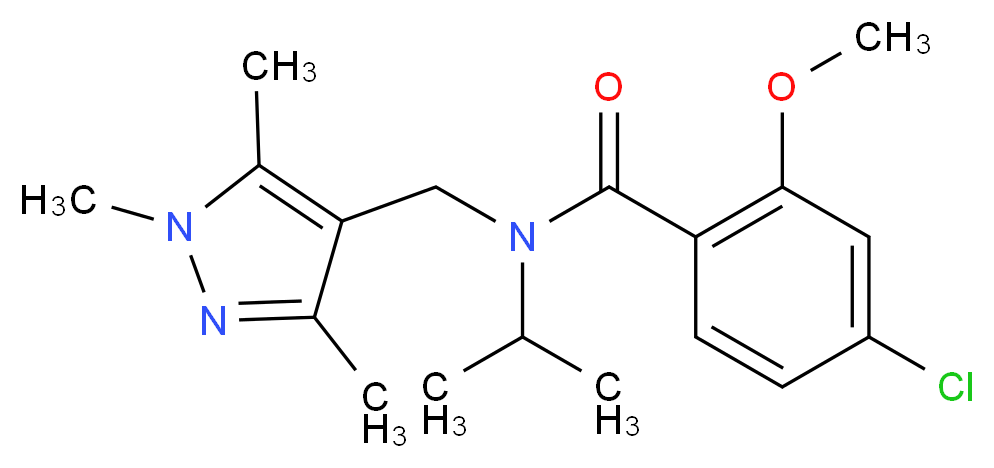 4-chloro-N-isopropyl-2-methoxy-N-[(1,3,5-trimethyl-1H-pyrazol-4-yl)methyl]benzamide_分子结构_CAS_)