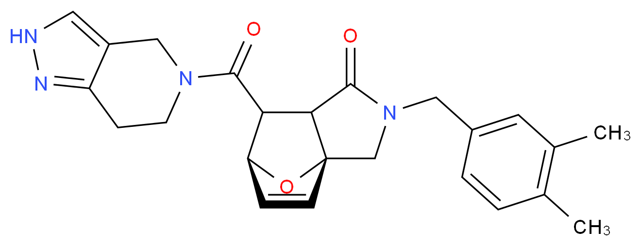 (3aR*,6S*)-2-(3,4-dimethylbenzyl)-7-(2,4,6,7-tetrahydro-5H-pyrazolo[4,3-c]pyridin-5-ylcarbonyl)-2,3,7,7a-tetrahydro-3a,6-epoxyisoindol-1(6H)-one_分子结构_CAS_)
