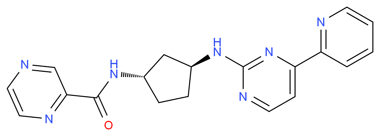 N-((1S*,3S*)-3-{[4-(2-pyridinyl)-2-pyrimidinyl]amino}cyclopentyl)-2-pyrazinecarboxamide_分子结构_CAS_)