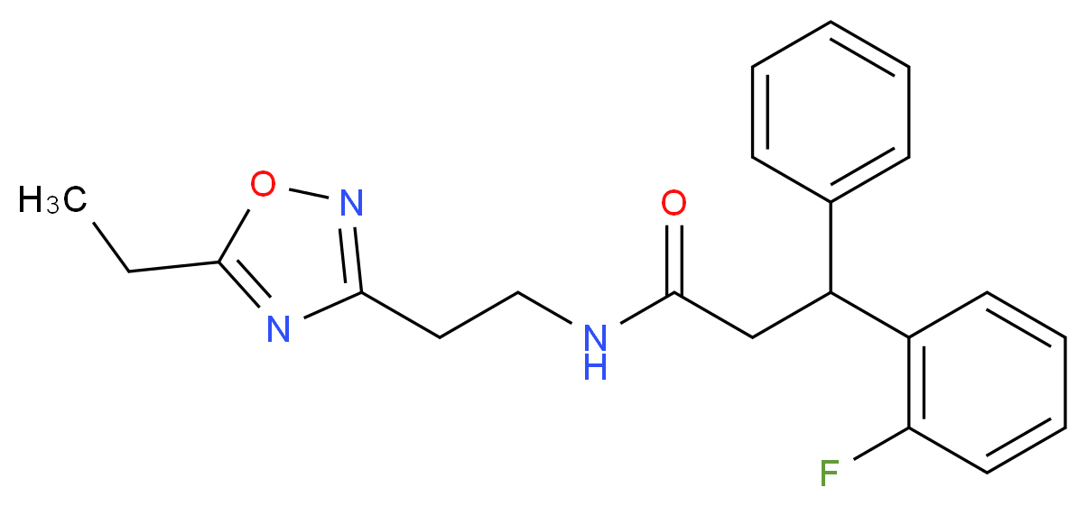N-[2-(5-ethyl-1,2,4-oxadiazol-3-yl)ethyl]-3-(2-fluorophenyl)-3-phenylpropanamide_分子结构_CAS_)