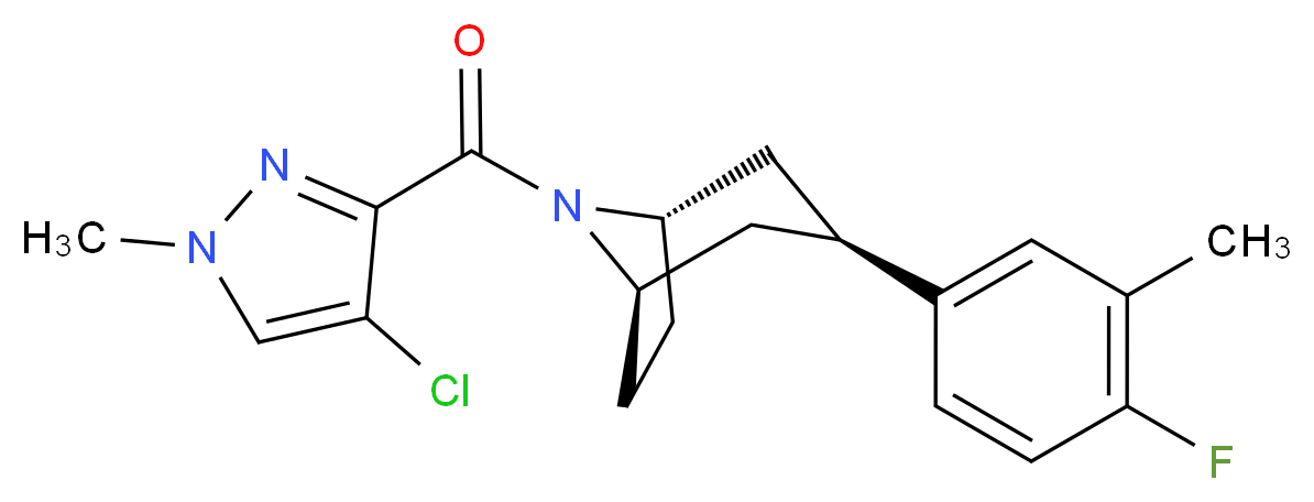 (3-endo)-8-[(4-chloro-1-methyl-1H-pyrazol-3-yl)carbonyl]-3-(4-fluoro-3-methylphenyl)-8-azabicyclo[3.2.1]octane_分子结构_CAS_)