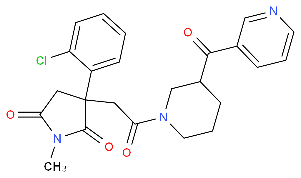3-(2-chlorophenyl)-1-methyl-3-{2-oxo-2-[3-(3-pyridinylcarbonyl)-1-piperidinyl]ethyl}-2,5-pyrrolidinedione_分子结构_CAS_)