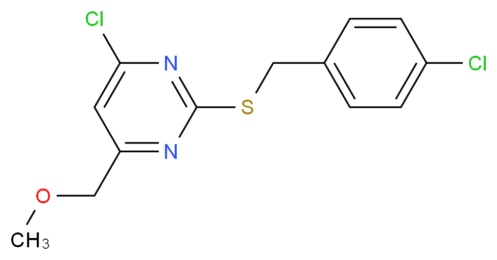 4-Chloro-2-[(4-chlorobenzyl)sulfanyl]-6-(methoxymethyl)pyrimidine_分子结构_CAS_)