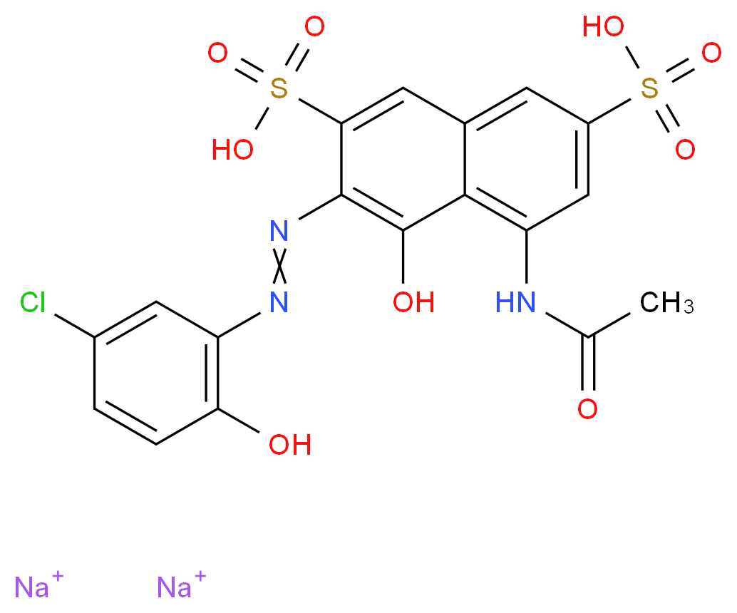 disodium 3-[2-(5-chloro-2-hydroxyphenyl)diazen-1-yl]-5-acetamido-4-hydroxynaphthalene-2,7-disulfonic acid_分子结构_CAS_6844-73-1