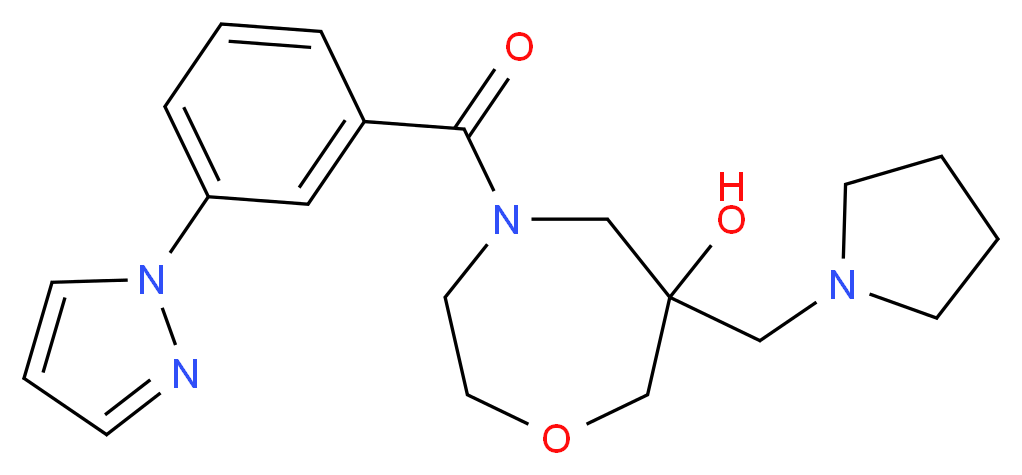 4-[3-(1H-pyrazol-1-yl)benzoyl]-6-(pyrrolidin-1-ylmethyl)-1,4-oxazepan-6-ol_分子结构_CAS_)