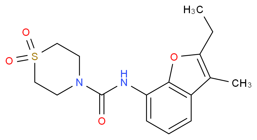 N-(2-ethyl-3-methyl-1-benzofuran-7-yl)thiomorpholine-4-carboxamide 1,1-dioxide_分子结构_CAS_)
