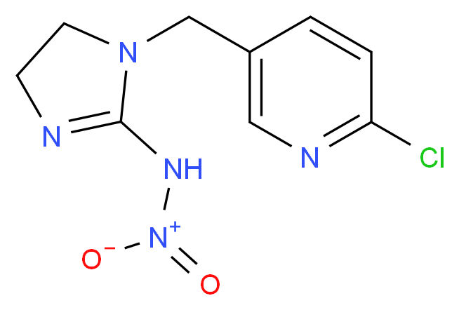 2-chloro-5-{[2-(nitroamino)-4,5-dihydro-1H-imidazol-1-yl]methyl}pyridine_分子结构_CAS_138261-41-3