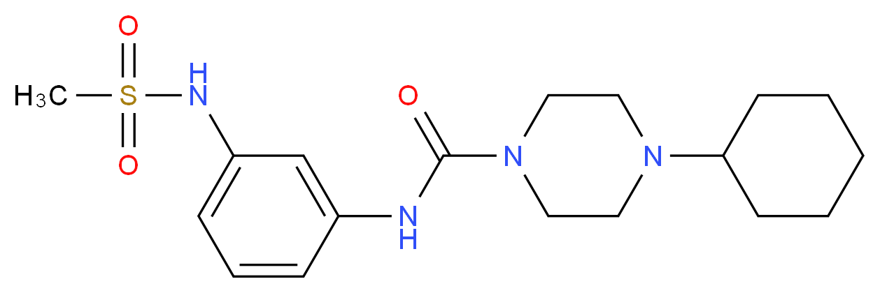 4-cyclohexyl-N-{3-[(methylsulfonyl)amino]phenyl}piperazine-1-carboxamide_分子结构_CAS_)