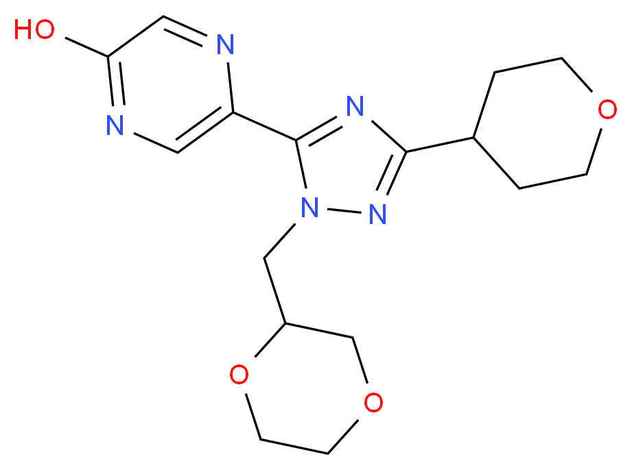 5-[1-(1,4-dioxan-2-ylmethyl)-3-(tetrahydro-2H-pyran-4-yl)-1H-1,2,4-triazol-5-yl]pyrazin-2-ol_分子结构_CAS_)