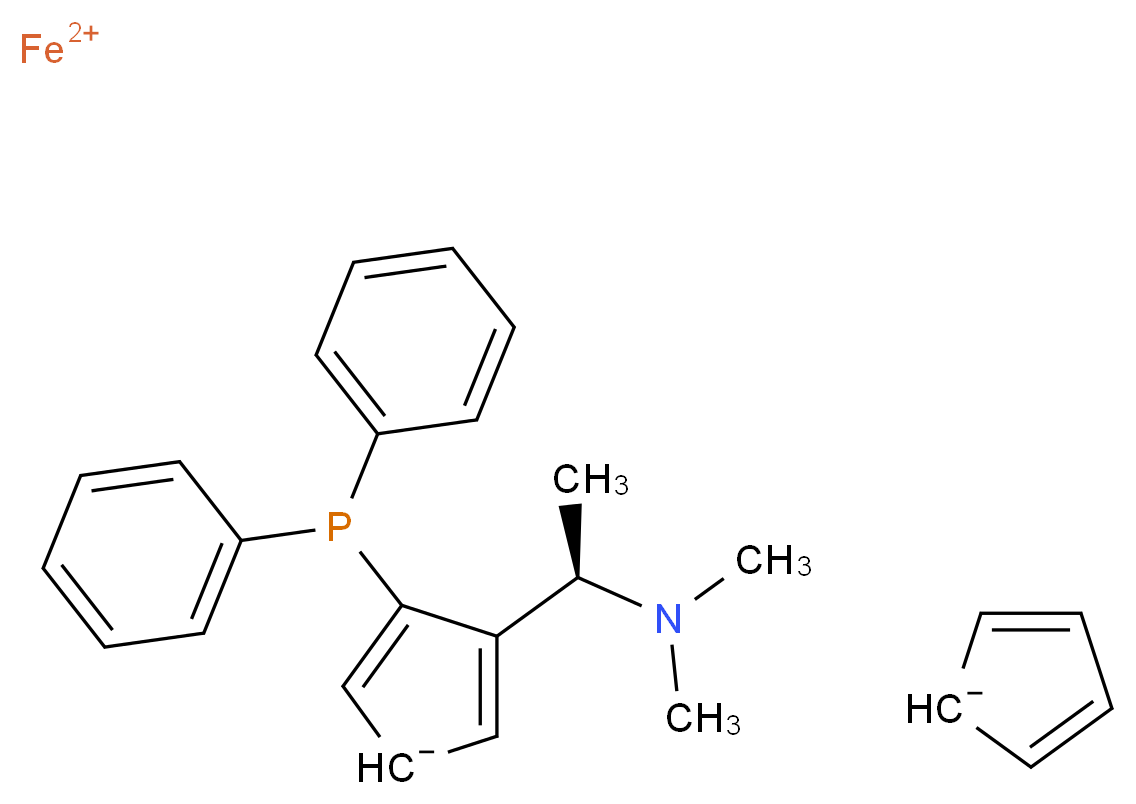 λ<sup>2</sup>-iron(2+) ion 3-[(1R)-1-(dimethylamino)ethyl]-4-(diphenylphosphanyl)cyclopenta-2,4-dien-1-ide cyclopenta-2,4-dien-1-ide_分子结构_CAS_55700-44-2