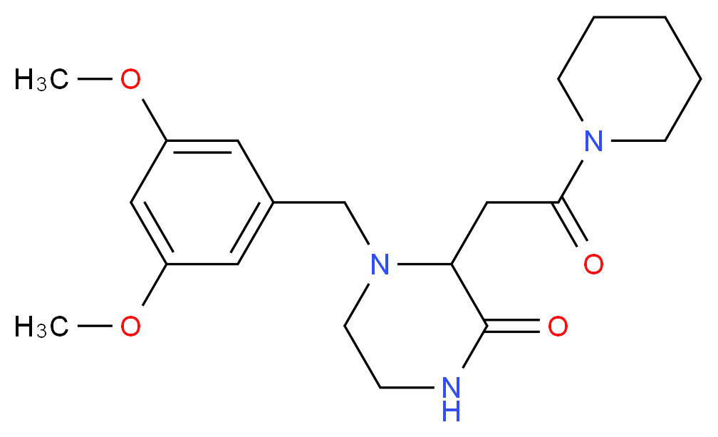 4-(3,5-dimethoxybenzyl)-3-[2-oxo-2-(1-piperidinyl)ethyl]-2-piperazinone_分子结构_CAS_)