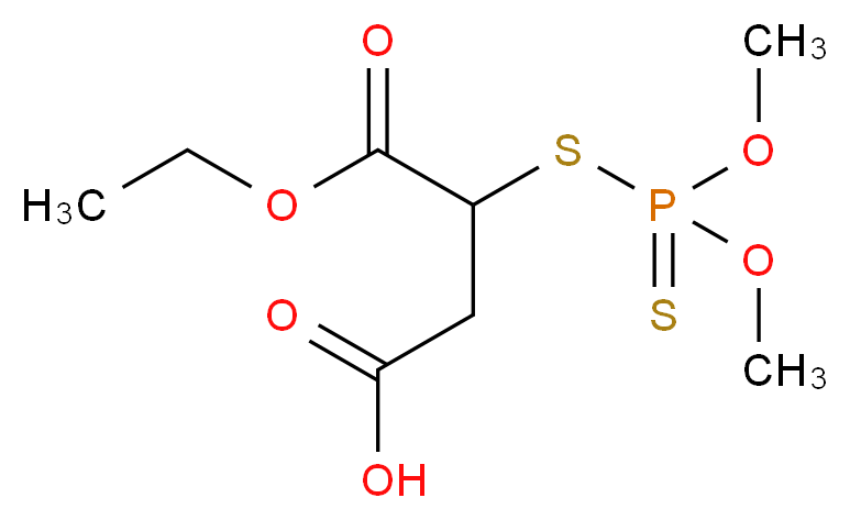 3-{[dimethoxy(sulfanylidene)-λ<sup>5</sup>-phosphanyl]sulfanyl}-4-ethoxy-4-oxobutanoic acid_分子结构_CAS_1642-51-9