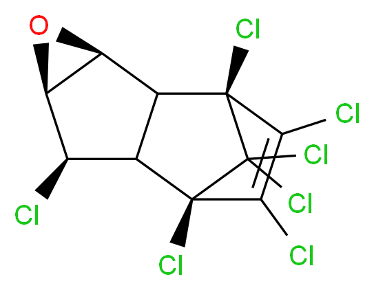 (1S,2R,3S,5S,6R,7S,8R)-1,6,8,9,10,11,11-heptachloro-4-oxatetracyclo[6.2.1.0<sup>2</sup>,<sup>7</sup>.0<sup>3</sup>,<sup>5</sup>]undec-9-ene_分子结构_CAS_1024-57-3