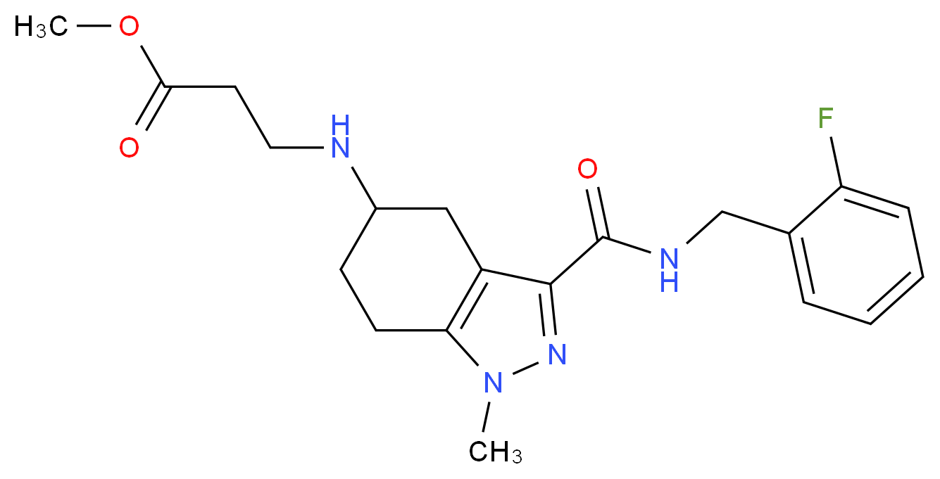 methyl N-(3-{[(2-fluorobenzyl)amino]carbonyl}-1-methyl-4,5,6,7-tetrahydro-1H-indazol-5-yl)-beta-alaninate_分子结构_CAS_)