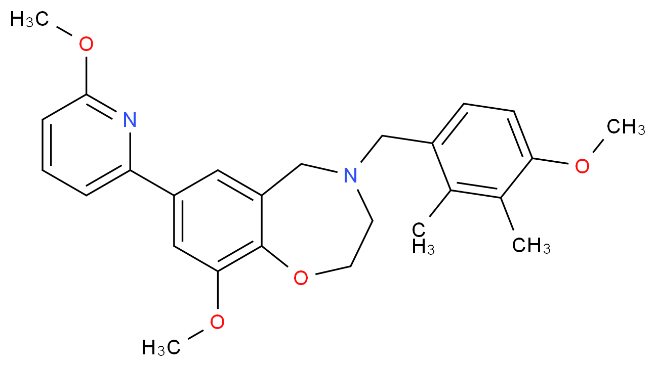 9-methoxy-4-(4-methoxy-2,3-dimethylbenzyl)-7-(6-methoxy-2-pyridinyl)-2,3,4,5-tetrahydro-1,4-benzoxazepine_分子结构_CAS_)