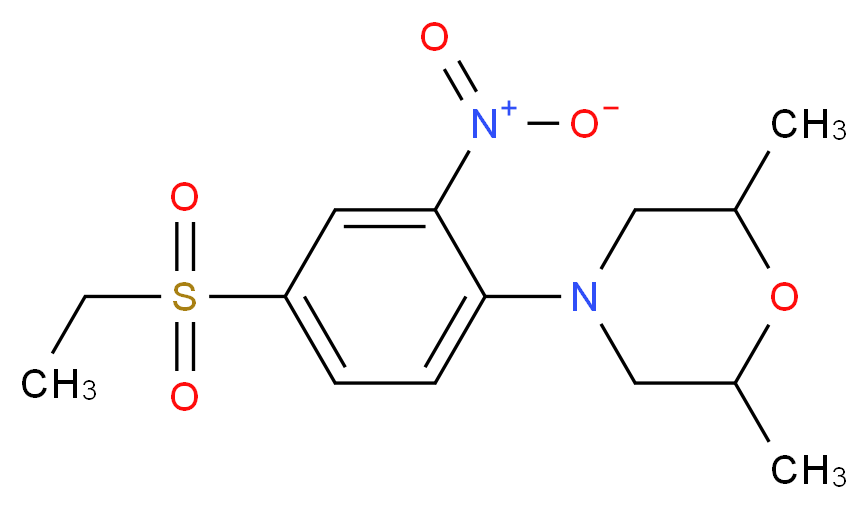 2,6-Dimethyl-4-[4-(ethylsulphonyl)-2-nitrophenyl]morpholine_分子结构_CAS_942474-22-8)
