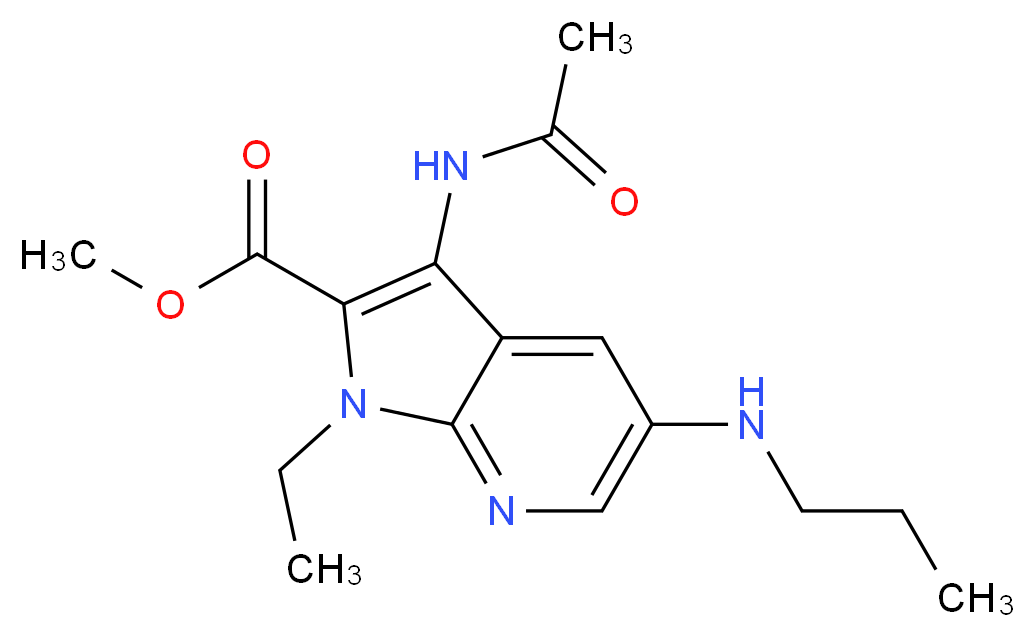 methyl 3-(acetylamino)-1-ethyl-5-(propylamino)-1H-pyrrolo[2,3-b]pyridine-2-carboxylate_分子结构_CAS_)