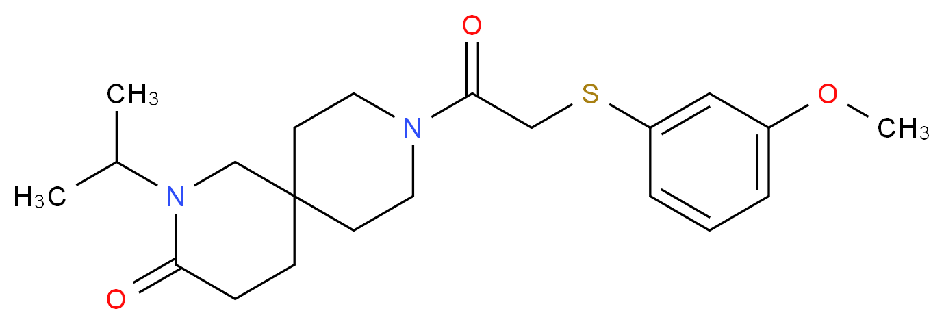 2-isopropyl-9-{[(3-methoxyphenyl)thio]acetyl}-2,9-diazaspiro[5.5]undecan-3-one_分子结构_CAS_)