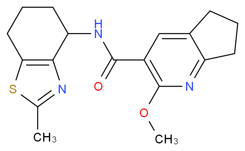 2-methoxy-N-(2-methyl-4,5,6,7-tetrahydro-1,3-benzothiazol-4-yl)-6,7-dihydro-5H-cyclopenta[b]pyridine-3-carboxamide_分子结构_CAS_)