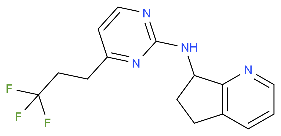 N-[4-(3,3,3-trifluoropropyl)pyrimidin-2-yl]-6,7-dihydro-5H-cyclopenta[b]pyridin-7-amine_分子结构_CAS_)