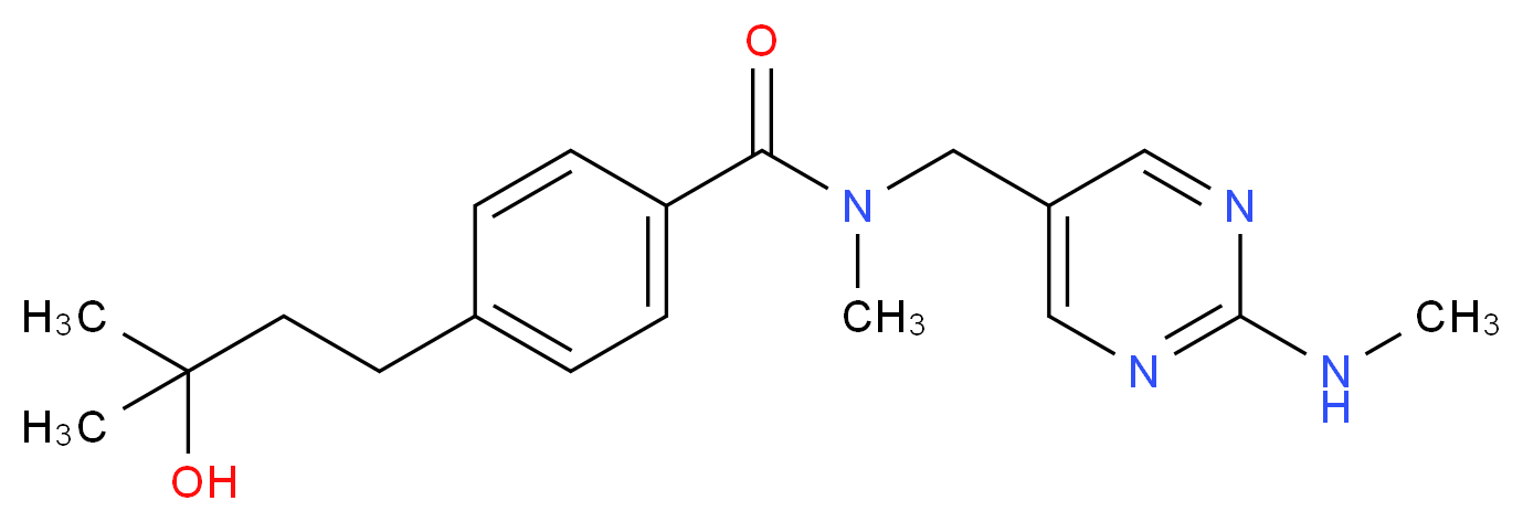 4-(3-hydroxy-3-methylbutyl)-N-methyl-N-{[2-(methylamino)-5-pyrimidinyl]methyl}benzamide_分子结构_CAS_)