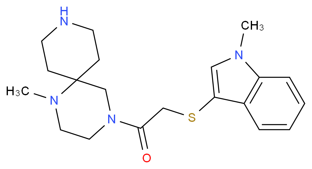 1-methyl-4-{[(1-methyl-1H-indol-3-yl)thio]acetyl}-1,4,9-triazaspiro[5.5]undecane_分子结构_CAS_)
