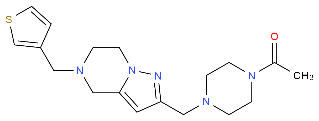 2-[(4-acetyl-1-piperazinyl)methyl]-5-(3-thienylmethyl)-4,5,6,7-tetrahydropyrazolo[1,5-a]pyrazine_分子结构_CAS_)