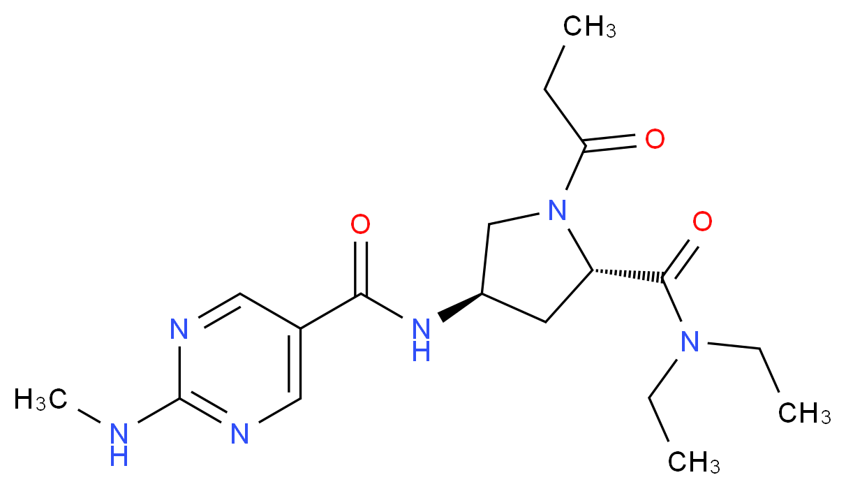 N-{(3R,5S)-5-[(diethylamino)carbonyl]-1-propionylpyrrolidin-3-yl}-2-(methylamino)pyrimidine-5-carboxamide (non-preferred name)_分子结构_CAS_)