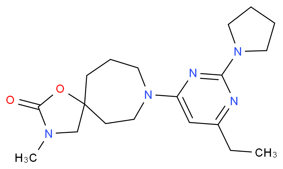 8-[6-ethyl-2-(1-pyrrolidinyl)-4-pyrimidinyl]-3-methyl-1-oxa-3,8-diazaspiro[4.6]undecan-2-one_分子结构_CAS_)