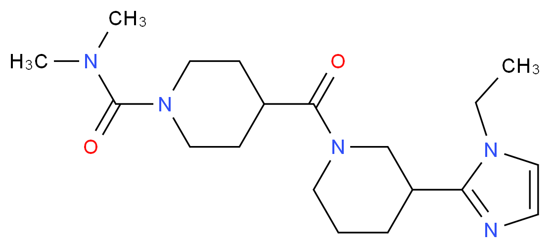 4-{[3-(1-ethyl-1H-imidazol-2-yl)piperidin-1-yl]carbonyl}-N,N-dimethylpiperidine-1-carboxamide_分子结构_CAS_)