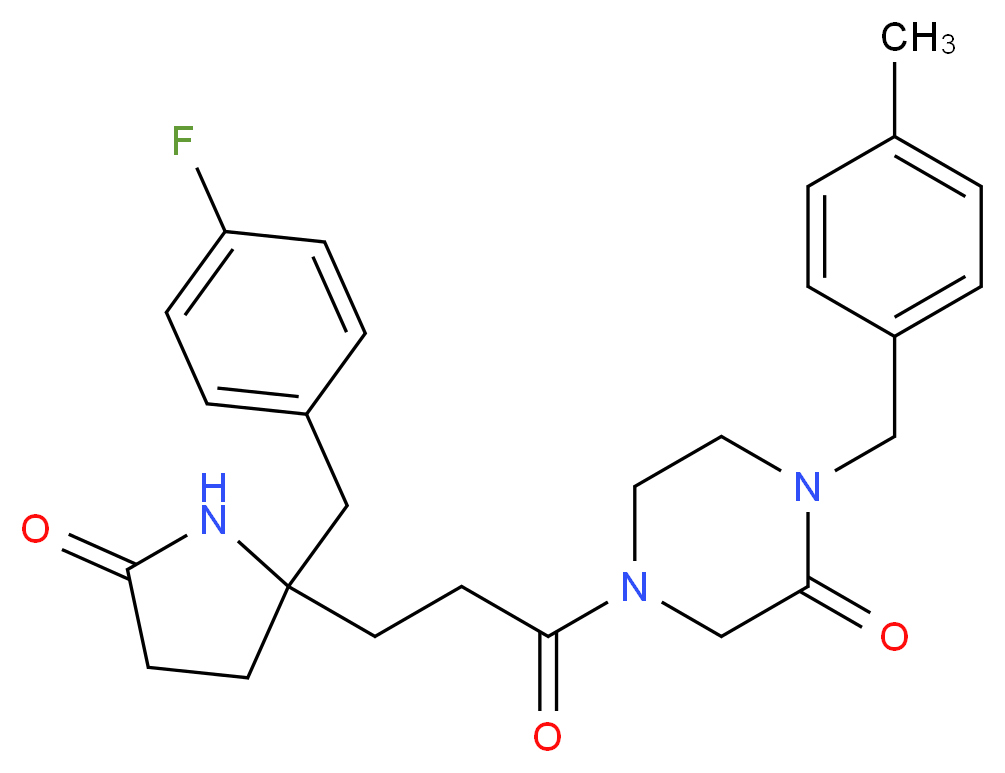 4-{3-[2-(4-fluorobenzyl)-5-oxo-2-pyrrolidinyl]propanoyl}-1-(4-methylbenzyl)-2-piperazinone_分子结构_CAS_)