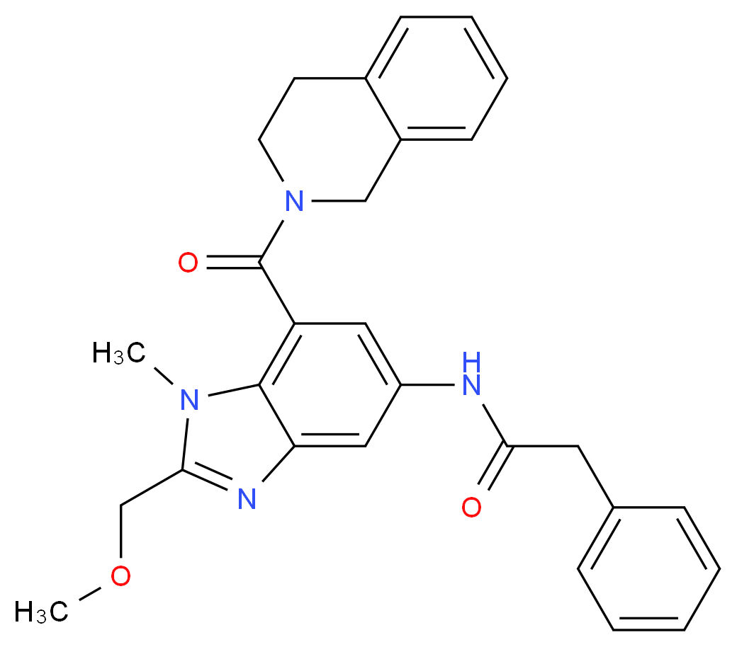 N-[7-(3,4-dihydro-2(1H)-isoquinolinylcarbonyl)-2-(methoxymethyl)-1-methyl-1H-benzimidazol-5-yl]-2-phenylacetamide_分子结构_CAS_)