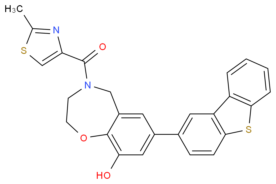 7-dibenzo[b,d]thien-2-yl-4-[(2-methyl-1,3-thiazol-4-yl)carbonyl]-2,3,4,5-tetrahydro-1,4-benzoxazepin-9-ol_分子结构_CAS_)