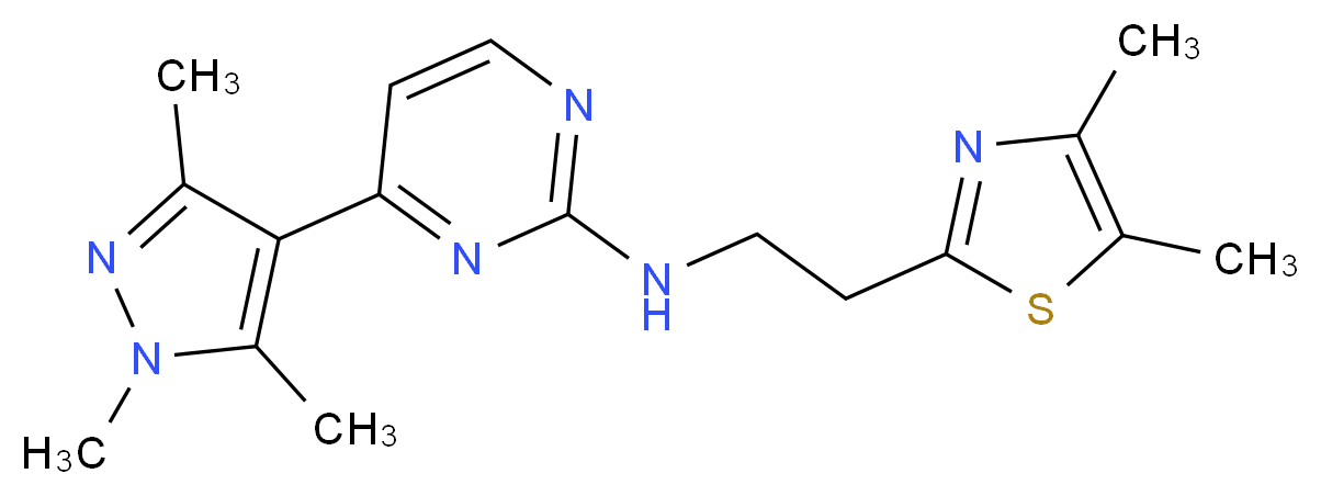 N-[2-(4,5-dimethyl-1,3-thiazol-2-yl)ethyl]-4-(1,3,5-trimethyl-1H-pyrazol-4-yl)pyrimidin-2-amine_分子结构_CAS_)