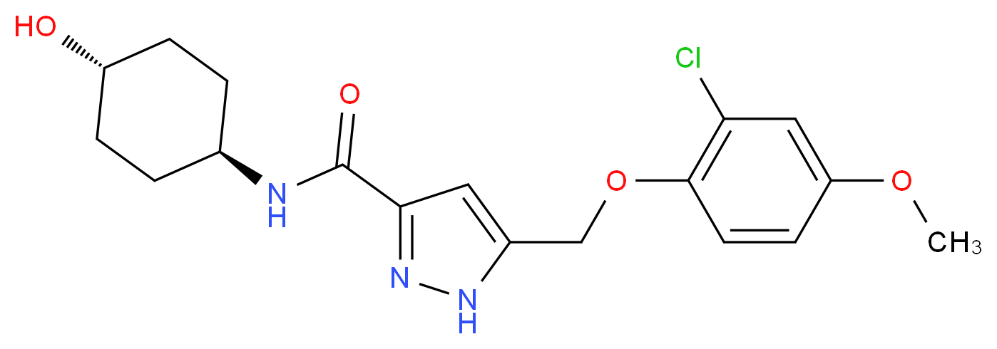 5-[(2-chloro-4-methoxyphenoxy)methyl]-N-(trans-4-hydroxycyclohexyl)-1H-pyrazole-3-carboxamide_分子结构_CAS_)