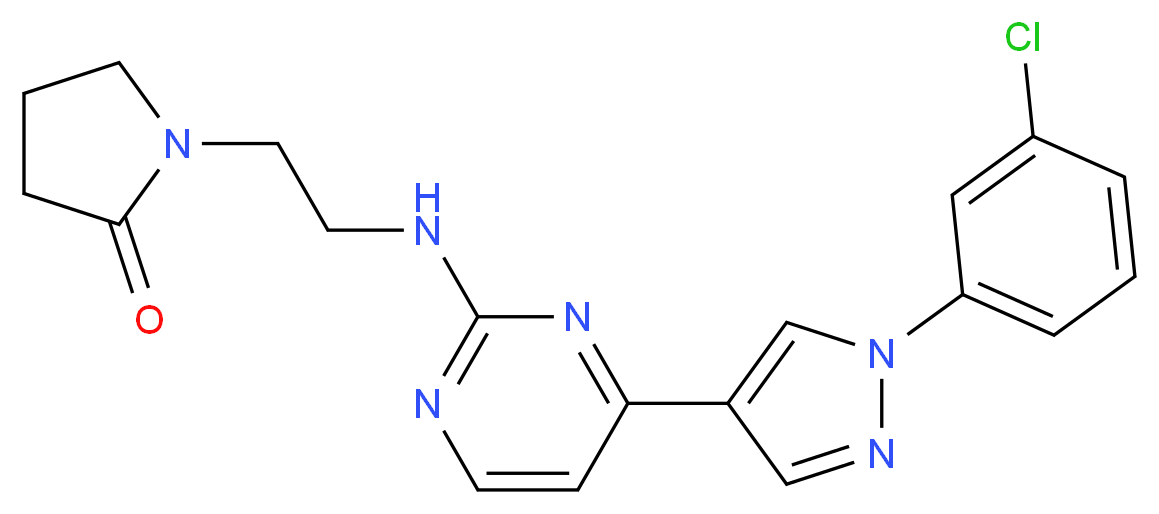 1-[2-({4-[1-(3-chlorophenyl)-1H-pyrazol-4-yl]-2-pyrimidinyl}amino)ethyl]-2-pyrrolidinone_分子结构_CAS_)